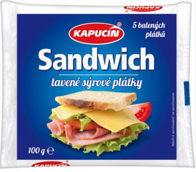 Kapucín Plátkový tavený syr živočíšny sandwich 100 g - Klas