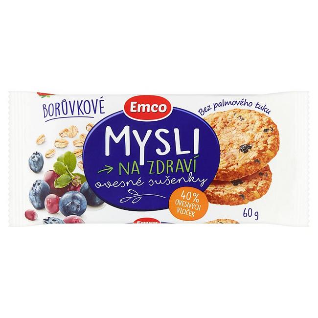 Emco Mysli na Zdraví Ovsené sušienky s kúskami čučoriedok 60 g - Klas