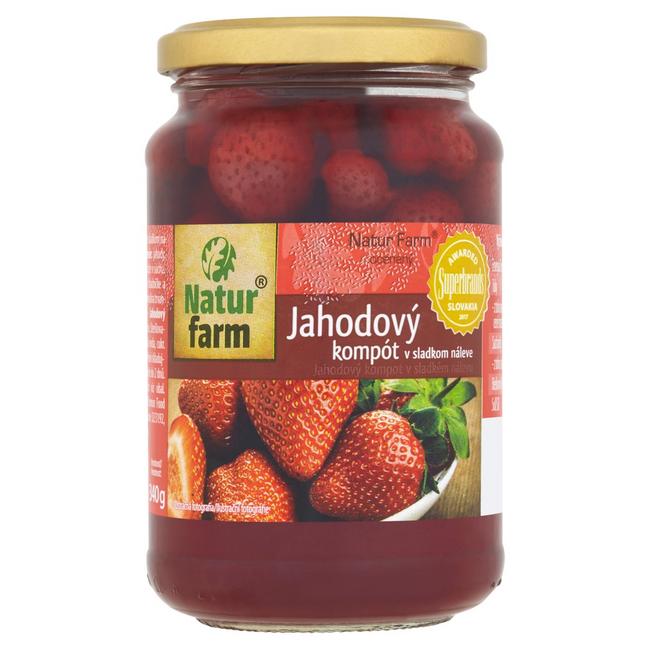 Natur Farm Kompót jahodový v sladkom náleve 370 g/ pevný podiel 140g - Klas