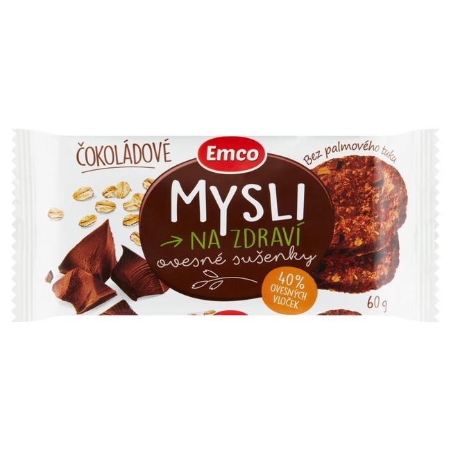 Emco Mysli na Zdraví Ovsené sušienky s kúskami čokolády 60 g - Klas