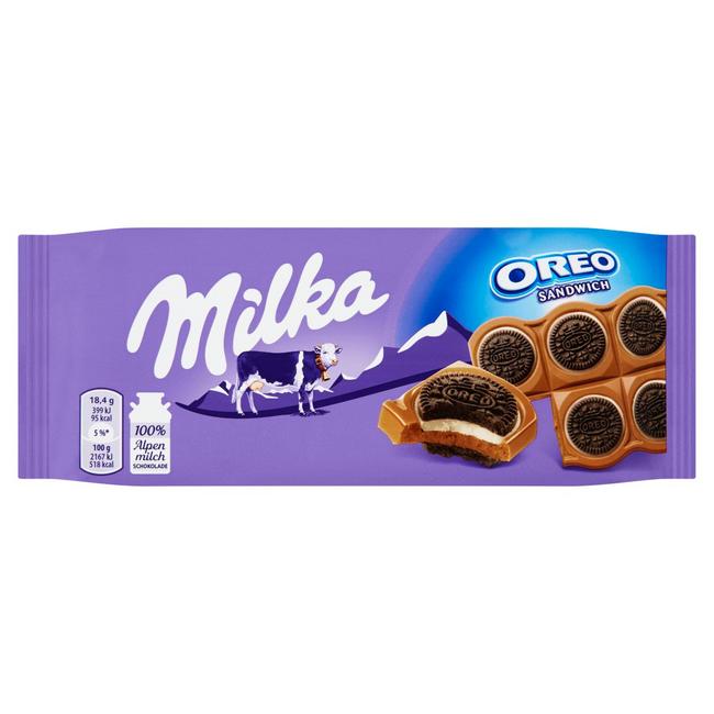 Milka Oreo Sandwich Mliečna čokoláda a sušienky 92 g - Klas