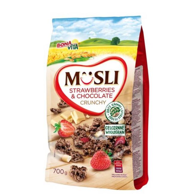 Bona Vita Zapekané müsli čokoládové s bielou čokoládou a jahodami 700 g - Klas