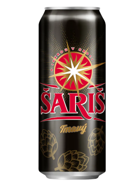 Šariš Tmavý pivo ležiak 11% plechovka 500 ml - Klas