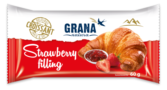 GRANA DUO croissant s vanilkovo-jahodovou náplňou 60 g - Klas