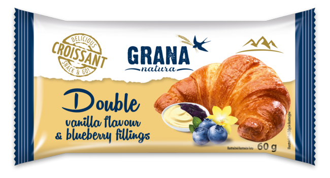 GRANA DUO croissant s vanilkovo-čučoriedkovou náplňou 60 g - Klas