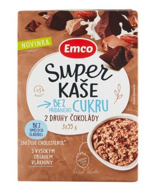 Emco SUPER Ovsená Kaša bez pridaného cukru 2 druhy čokolády 55 g - Klas