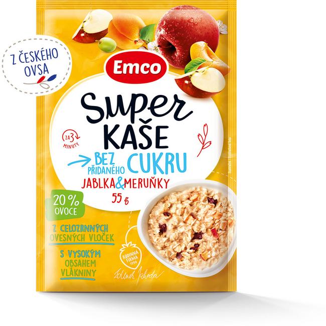 Emco Super Ovsená kaša bez prídavku cukru jablká a marhule 55 g - Klas