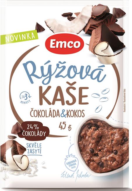 Emco Kaša ryžová s príchuťou kokosu a čokolády 45 g - Klas