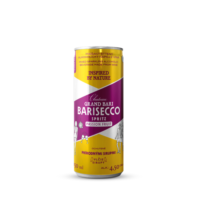 Chateau Grand Bari BARISECCO miešaný sýtený nápoj s príchuťou passion fruit plech 0,25 l - Klas