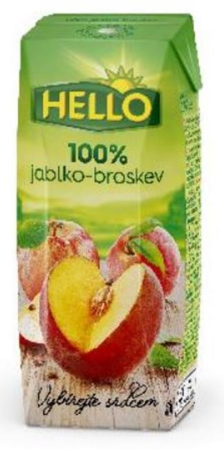 Hello Džús 100% jablko-Broskyňa 250 ml - Klas