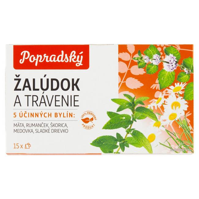 Popradský čaj bylinný žalúdok a dobré trávenie 15 vrecúšok 22,5 g - Klas
