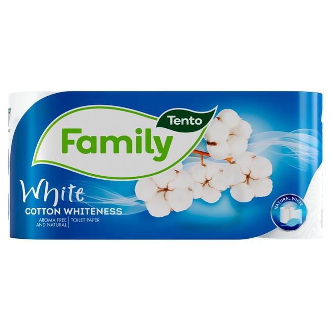 Tento Cotton Whiteness White toaletný papier 2-vrstvový 8 ks / 150 útržkov - Klas