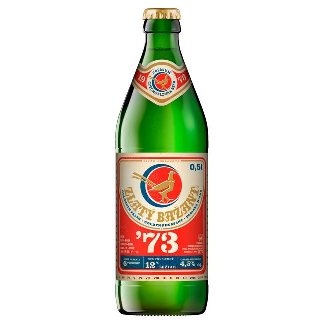 Zlatý Bažant 73 pivo svetlý ležiak fľaša 500 ml - Klas