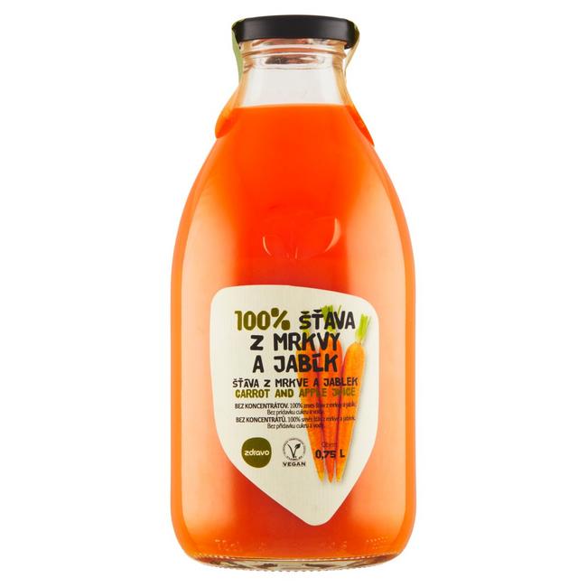Zdravo 100% mrkvovo-jablková šťava 750 ml - Klas