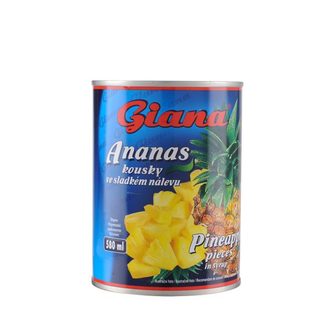 Giana Ananás kúsky v sladkom náleve 565 g/ p.p.340 g - Klas