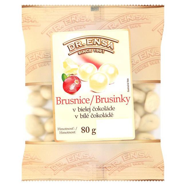 Dr. Ensa Brusnice v bielej čokoláde 80 g - Klas