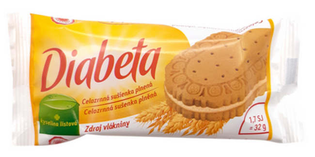 Diabeta celozrnná sušienka plnená 32g - Klas