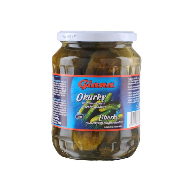 Giana Uhorky v sladkokyslom korenenom náleve 670g/ PP 360g - Klas