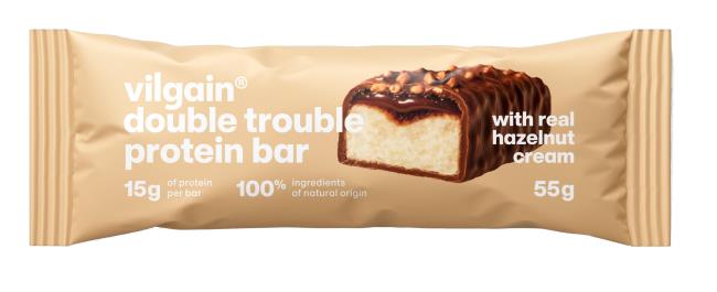 Vilgain Double Trouble Protein Bar Lieskovoorieškový krém s mliečnou čokoládou 55 g - Klas