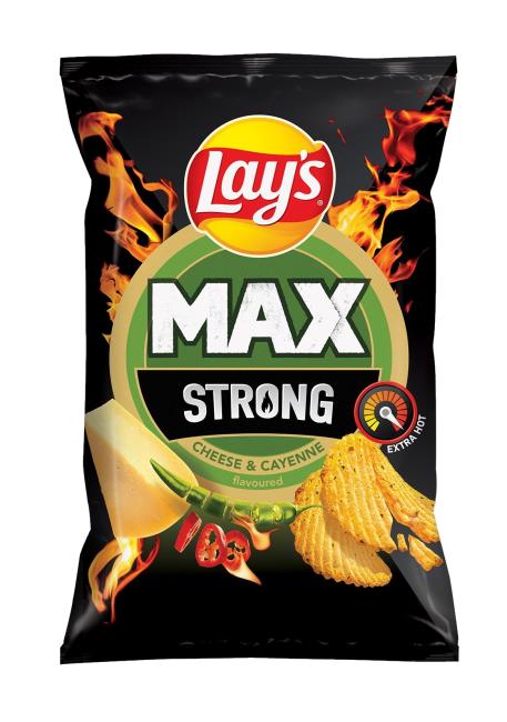 Lay´s Zemiakové Lupienky Max Strong s príchuťou Cheese & Cayenne 55 g              - Klas