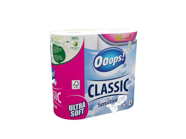 Toaletný papier Ooops! Classic sensitive 4ks 3 vrstvový - Klas