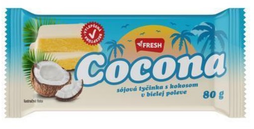FRESH Cocona sójová  tyčinka s kokosovou príchuťou s bielou polevou 80 g - Klas